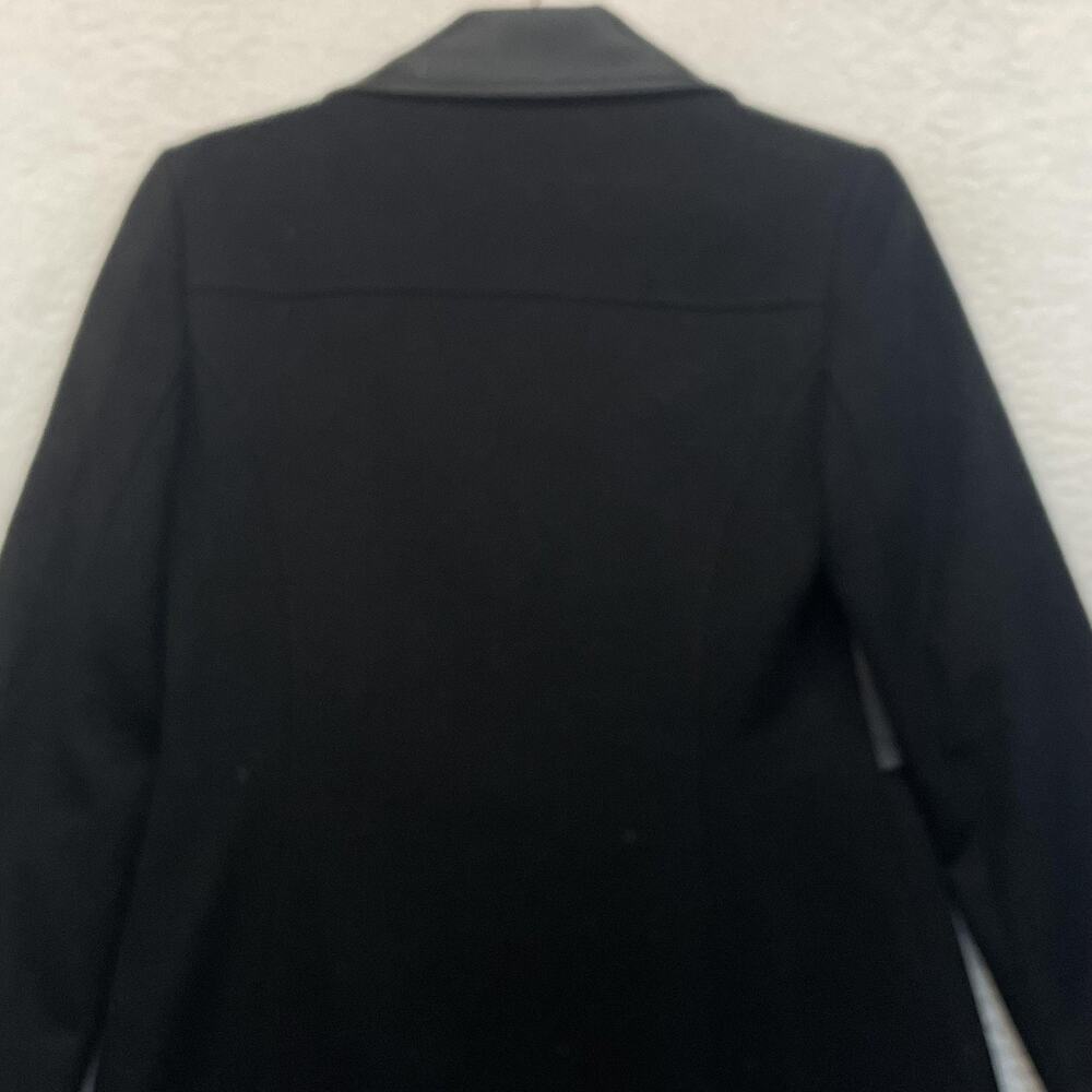 Express Motorcycle Coat Womens XS Black Wool Faux Leather Jacket Long Zip Moto - Picture 6 of 12